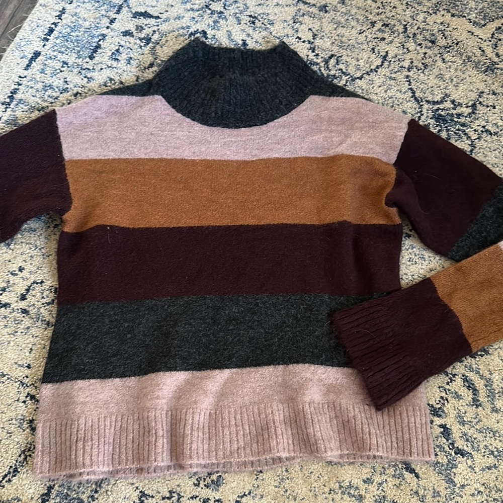 Express mock neck striped sweater